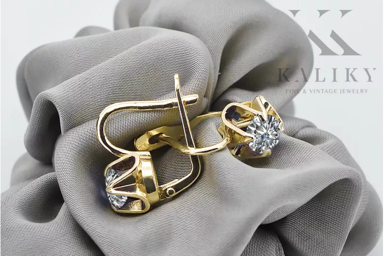 Κυβική Ζιρκονία Κίτρινος χρυσός 14 καρατίων  Vintage craft vec018y